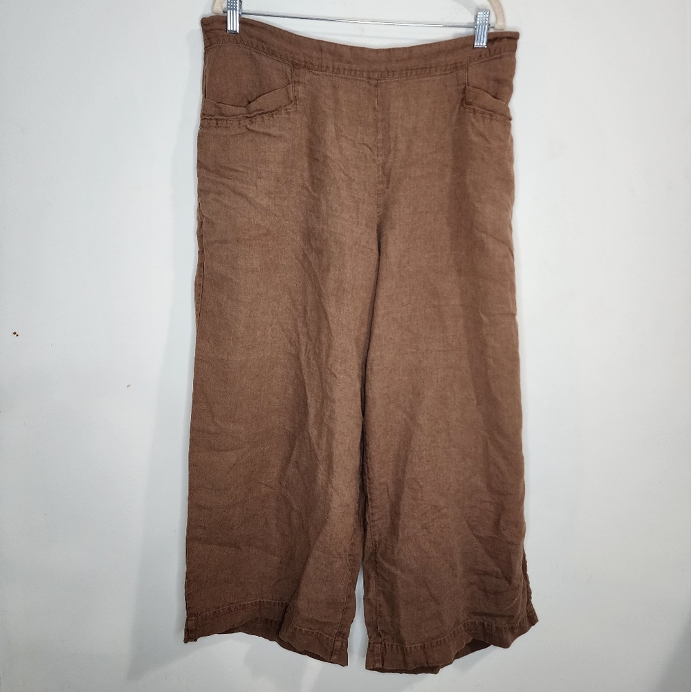 FLAX Lagenlook 100% Linen Wide Leg Women Large Breathable Casual Pull On Pants